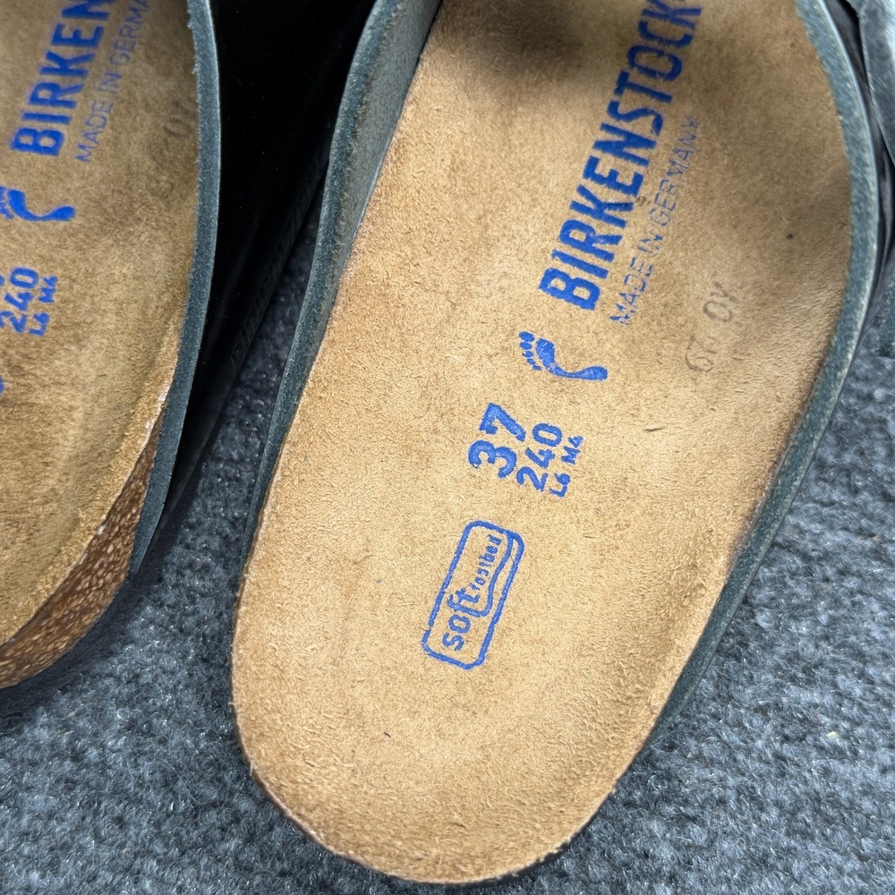 Birkenstock Arizona Soft Footbed Sandal Women 6 Metallic Anthracite Buckle Slide - Picture 9 of 11